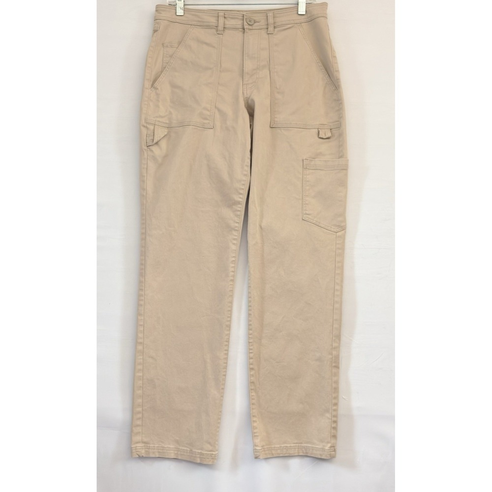 H&M Women's Khaki Wide Leg Utility Cargo Painter Cotton Stretch Pants‎ 8